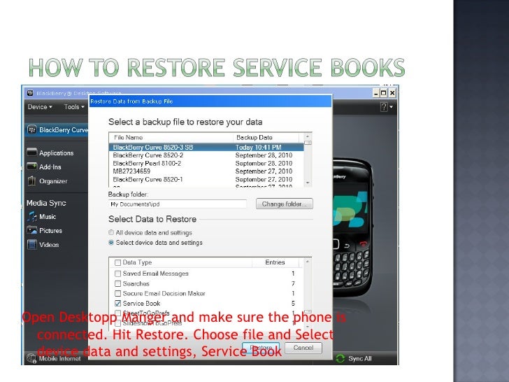 service book information not found blackberry bold